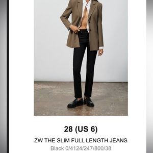Zara Slim Full Length Jean Size 28 Black